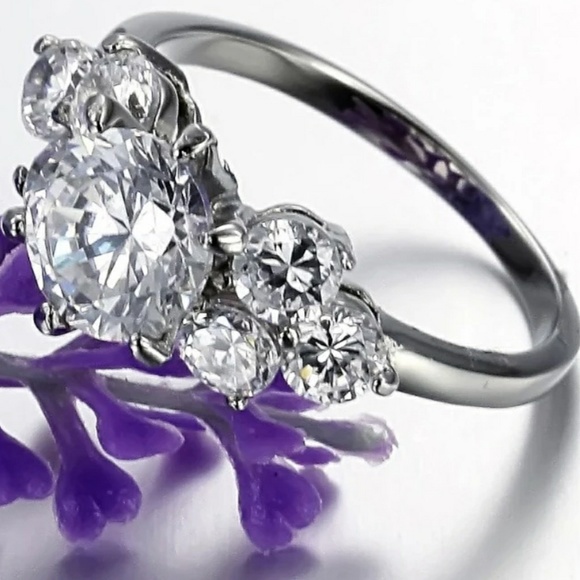 NWT Cz Stainless Steel Cz Engagement Ring Size 5 - Picture 2 of 8